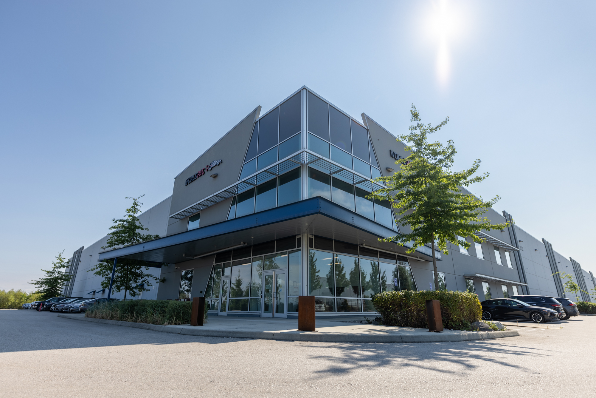 Building exterior, featuring loading docks